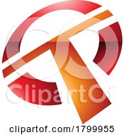 Orange And Red Glossy Round Shaped Letter T Icon