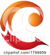 Poster, Art Print Of Orange And Red Glossy Round Curly Letter C Icon