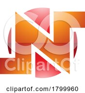 Orange And Red Glossy Round Bold Letter N Icon