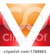 Poster, Art Print Of Orange And Red Glossy Rectangular Shaped Letter V Icon
