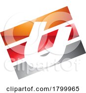 Poster, Art Print Of Orange And Red Glossy Rectangular Shaped Letter U Icon