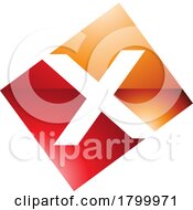 Orange And Red Glossy Rectangle Shaped Letter X Icon