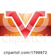 Poster, Art Print Of Orange And Red Glossy Rectangle Shaped Letter V Icon