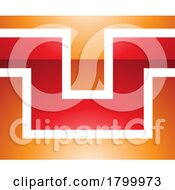 Poster, Art Print Of Orange And Red Glossy Rectangle Shaped Letter U Icon