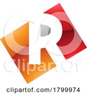 Poster, Art Print Of Orange And Red Glossy Rectangle Shaped Letter R Icon