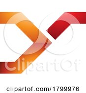 Poster, Art Print Of Orange And Red Glossy Rail Switch Shaped Letter Y Icon