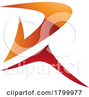 Orange And Red Glossy Pointy Tipped Letter R Icon