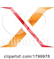 Orange And Red Glossy Pointy Tipped Letter X Icon