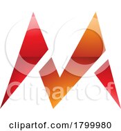 Orange And Red Glossy Pointy Tipped Letter M Icon
