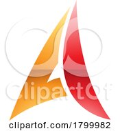 Orange And Red Glossy Paper Plane Shaped Letter A Icon