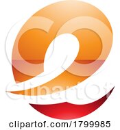 Orange And Red Glossy Lowercase Letter E Icon With Soft Spiky Curves