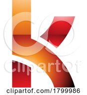 Poster, Art Print Of Orange And Red Glossy Lowercase Letter K Icon With Overlapping Paths