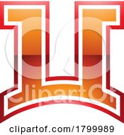 Orange And Red Glossy Arch Shaped Letter U Icon