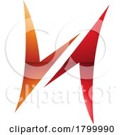 Orange And Red Glossy Arrow Shaped Letter H Icon