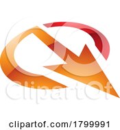 Poster, Art Print Of Orange And Red Glossy Arrow Shaped Letter Q Icon