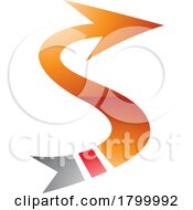 Poster, Art Print Of Orange And Red Glossy Arrow Shaped Letter S Icon
