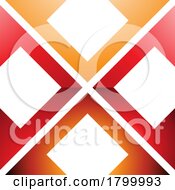 Poster, Art Print Of Orange And Red Glossy Arrow Square Shaped Letter X Icon