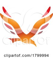 Poster, Art Print Of Orange And Red Glossy Bird Shaped Letter V Icon
