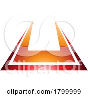 Orange And Red Glossy Bold Spiky Shaped Letter U Icon