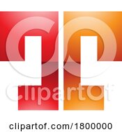 Poster, Art Print Of Orange And Red Glossy Bold Split Shaped Letter T Icon