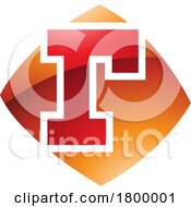 Orange And Red Glossy Bulged Square Shaped Letter R Icon