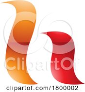 Poster, Art Print Of Orange And Red Glossy Calligraphic Letter H Icon