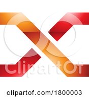 Poster, Art Print Of Orange And Red Glossy Letter X Icon With Crossing Lines