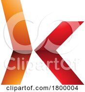 Poster, Art Print Of Orange And Red Glossy Lowercase Arrow Shaped Letter K Icon