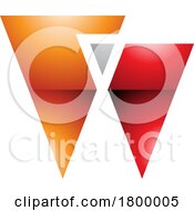 Poster, Art Print Of Orange And Red Glossy Letter W Icon With Triangles