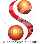 Orange And Red Glossy Letter S Icon With Spheres