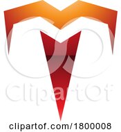 Orange And Red Glossy Letter T Icon With Pointy Tips