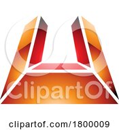 Poster, Art Print Of Orange And Red Glossy Letter U Icon In Perspective