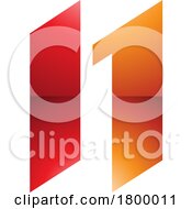 Orange And Red Glossy Letter N Icon With Parallelograms