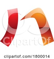 Poster, Art Print Of Orange And Red Glossy Letter N Icon With A Curved Rectangle