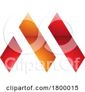 Orange And Red Glossy Letter M Icon With Rectangles
