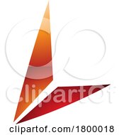 Poster, Art Print Of Orange And Red Glossy Letter L Icon With Triangles