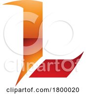 Poster, Art Print Of Orange And Red Glossy Letter L Icon With Sharp Spikes