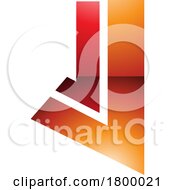 Poster, Art Print Of Orange And Red Glossy Letter J Icon With Straight Lines