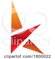 Orange And Red Glossy Letter K Icon With Triangles