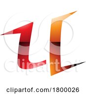 Orange And Red Glossy Spiky Shaped Letter U Icon
