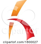 Poster, Art Print Of Orange And Red Glossy Letter H Icon With Spiky Lines