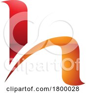 Orange And Red Glossy Letter H Icon With Round Spiky Lines