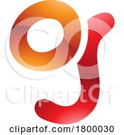 Poster, Art Print Of Orange And Red Glossy Letter G Icon With Soft Round Lines