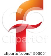 Orange And Red Glossy Letter F Icon With Spiky Waves