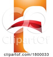 Orange And Red Glossy Letter F Icon With Pointy Tips