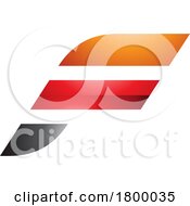 Poster, Art Print Of Orange And Red Glossy Letter F Icon With Horizontal Stripes