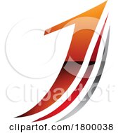 Orange And Red Glossy Layered Letter J Icon