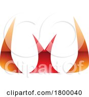 Orange And Red Glossy Horn Shaped Letter W Icon