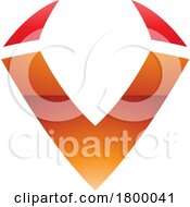 Poster, Art Print Of Orange And Red Glossy Horn Shaped Letter V Icon