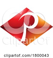 Poster, Art Print Of Orange And Red Glossy Horizontal Diamond Letter P Icon